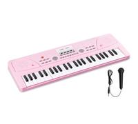 MAX KD49P Pink Kids Electric Keyboard with Microphone, 49-Key Portable Childrens Music Piano, Beginner Learning Instrument, Includes Sounds, Rhythms & 6 Months Lessons