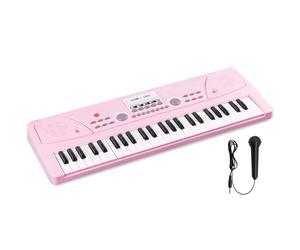 MAX KD49P Pink Kids Electric Keyboard with Microphone, 49-Key Portable Childrens Music Piano, Beginner Learning Instrument, Includes Sounds, Rhythms & 6 Months Lessons