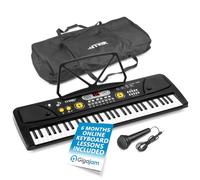 MAX KD61 Battery Powered Electronic Music Keyboard with carry bag, 61 Key Portable Keyboard for children and beginners, USB powered, LED display, Microphone, music holder