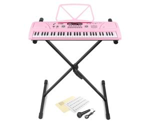 MAX KD61P Pink Portable Electric Keyboard with Microphone and Folding X-Frame Stand, 61 Keys, Ideal for Kids and Beginners, Musical Instruments for Learning, Easy Storage and Stable Play
