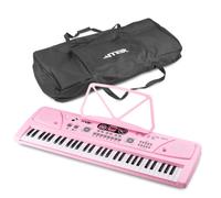 MAX KD61P Pink Portable Electronic Keyboard Set with Microphone and Carry Bag, 61 Touch Keys, Kids Beginner Keyboard Bundle Perfect for Lessons, School, and Music Practice on the Go