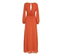 Max Mara Elegant Long Sleeve Keyhole Back Maxi Dress In Orange Orange 40
