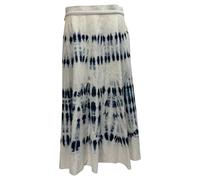Max Mara Preloved Weekend Tie-Dye Print Midi Skirt In White Cotton White