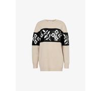 Max Mara Womens Beige Faggi Sequin-embellished Wool and Cashmere-blend Jumper M