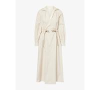 Max Mara Womens Max Mara Collared Drawstring-Waist Cotton Poplin Midi Dress Beige 14