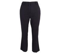 Max Mara Women's Preloved Pin Stripe High-Rise Straight-Leg Trousers in Navy Blue Wool | Size: 4