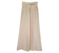 Max Mara Women's Preloved Rauche Trousers in Beige Linen | Size: Small
