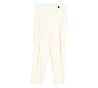 Max Mara Women's Preloved Sportmax Pleated Straight-Leg Trousers in Cream Acetate | Size: 36