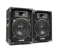 MAX MAX8 Pair of 8-Inch Passive DJ PA Speakers Set - Combined 800W Power, Piezo Tweeter, Bass Reflex Design, Carpet-Covered Road-Ready Cabinets for Mobile DJ Party Events & Karaoke (Black)