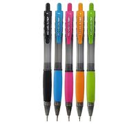 Max Mechanical Pencils, Pack of 5, 0.7mm Lead Size, ACL63 Propelling Pencils, Soft Rubber Grip, School Office Home Use, iZOFAX Black Ball Pen