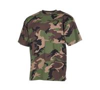 MFH US Mens Army Style T-Shirt Short Sleeved SK Woodland Camo