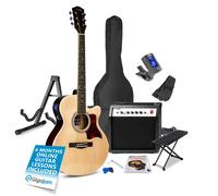 Max Natural Acoustic Guitar Starter Kit - Electric Guitar Set with Stand & Tuner