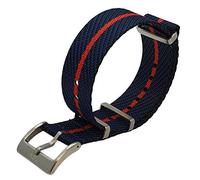 Max Nylon NATO Watch Strap Seat Belt Brushed Stainless Steel Buckle Replacement Watch Band for Men Women 20mm 22mm Colour Options (20mm, Black/Navy/Red)