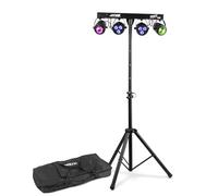 Max PartyBar1 DJ Light Bar with Jelly Moons, Par Cans, Adjustable Tripod Stand & Soft Case - Sound Activated Disco Light Bar, DMX Control DJ Lighting for Parties & Events | Disco Party Light