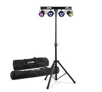 MAX PartyBar1 LED Disco Party Lights System - Complete DJ Lighting Kit with RGBW Jellymoon & PAR LED Effects, Tripod Stand, Soft Padded Carry Case, DMX & Sound Activated Control