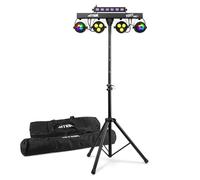 MAX PartyBar10 Disco Light Bar with Stand & Case | DJ Lighting System | PAR & UV Strobe Disco Party Effect DMX Stage Lighting System - Complete Disco Party Lights Packages for Parties