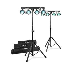 MAX Partybar11 COB LED DJ Par Bar Lighting Systems with Stands, Bags and Remote Controls (Pair) - Disco Party Effect DMX Stage Lighting System