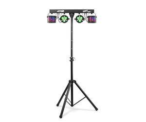 MAX PartyBar12 DJ Disco Party Light Bar System- Complete Lighting Kit with Stand, Derby and PAR Cans, Strobe LEDs, Sound Activated & DMX Control for Parties, DJs, Events & Small Venues