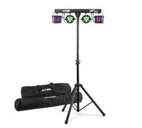 MAX Partybar12 LED DJ Light Bar with Stand, Bag and Remote Control, Derby, Par & Strobe Disco Party Effect DMX Stage Lighting System