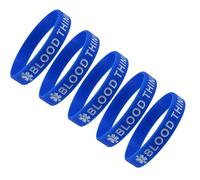Max Petals 5 PACK BLOOD THINNER Medical Alert ID Silicone Bracelet Wristbands ADULT SIZE (8 Inches) Blue