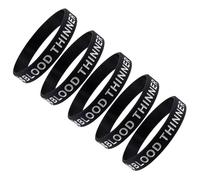 Max Petals 5 PACK BLOOD THINNER Medical Alert ID Silicone Bracelet Wristbands ADULT SIZE (8 Inches) Black