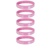 Max Petals 5 PACK TYPE 1 DIABETIC Medical Alert ID Silicone Bracelet Wristbands ADULT SIZE (8 Inches), M, Silicone, no gemstone