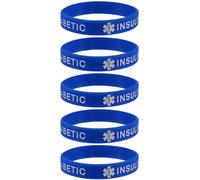 Max Petals 5 PACK TYPE 1 DIABETIC Medical Alert ID Silicone Bracelet Wristbands ADULT SIZE (8 Inches), M, Silicone, no gemstone