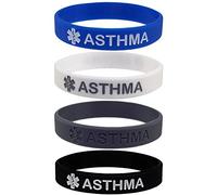 Max Petals Asthma - 4 Pack - Medical Alert ID Silicone Bracelet Wristbands