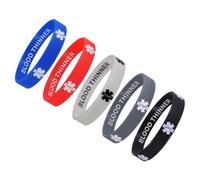Max Petals BLOOD THINNER Medical Alert ID Privacy Enhanced Silicone Bracelets 5 Pack