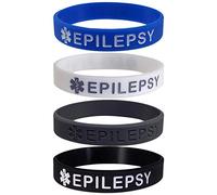 Max Petals - Epilepsy Medical Alert ID Silicone Bracelet Wristbands Adult or Child Size, One Size, Rubber