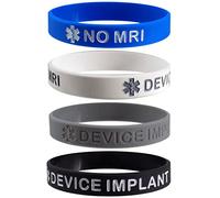 Max Petals Medical Alert Bracelet for MRI Safety - Pacemaker Implant ID Wristband 4 Pack Waterproof