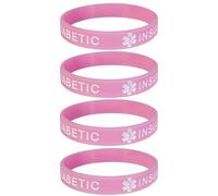 Max Petals TYPE 1 DIABETIC INSULIN DEPENDENT Medical Alert ID Silicone Bracelet Wristbands Pastels 4 Pack, One Size, Rubber, no gemstone