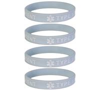 Max Petals TYPE 1 DIABETIC INSULIN DEPENDENT Medical Alert ID Silicone Bracelet Wristbands Pastels 4 Pack, One Size, Rubber, no gemstone