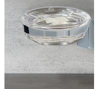 Max Pro Acrylic Transparent Soap Dish Holder. Solid Metal Chrome+Acrylic