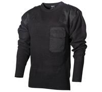 Max Tac German Army Style Warm Pullover Jumper with Chest Pocket Black