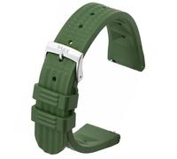 Max Quick Release FKM Rubber Divers Watch Strap Replacement Band Waffle Style Fluororubber (20mm, Green)