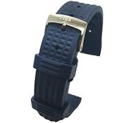 Max Quick Release FKM Rubber Divers Watch Strap Replacement Band Waffle Style Fluororubber (22mm, Navy Blue)