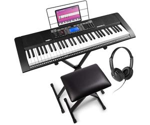 MAX Rhapsody 61-Key Electric Keyboard for Beginners - Complete Music Package with MIDI, Stand, Mic, 6 Months Lessons, Ideal Beginner Electronic Piano for Learning & Performance
