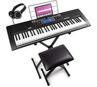 MAX Rhapsody61 Electronic Music Keyboard Package - 61 Key Beginner Electric Keyboard with Built-In Speakers, Adjustable Stand, Stool & 6-Month Lessons Included