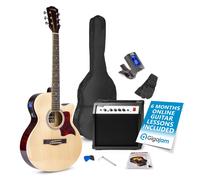 Max SHOWKIT Beginner Electric Acoustic Guitar Starter Kit with 40W Amplifier, Built-in Tuner, EQ, Digital Tuner, Accessories & Gig Bag - Natural Finish
