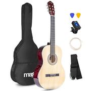 MAX SoloArt Acoustic Guitar Starter Kit, Natural, 6-Month Lessons