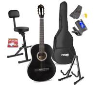 MAX SoloArt Beginner Acoustic Guitar Starter Kit - Black Classical Ins