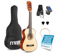 MAX SoloArt Junior 1/4 Beginner Acoustic Guitar Starter Kit, Natural Childrens Wooden Kids Instrument, Ideal Starter Set for Ages 4-8