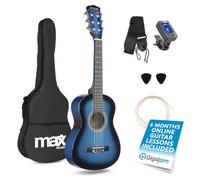 MAX SoloArt Junior 1/4 Size Acoustic Guitar for Beginners - Nylon String Classical Children's Guitar, Ideal First Musical Instrument, Gentle on Fingers, Blue Finish