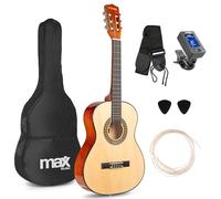 MAX SoloArt Junior 3/4 Starter Acoustic Guitar Kit - Natural Wood Childrens Beginner Guitar with Bag, Strap & Plectrums, Childrens Wooden Beginner Acoustic Instrument
