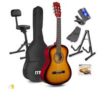 Max SoloArt Junior Acoustic Guitar 3/4 Beginner Set with Padded Foldable Stool, Guitar Stand, Nylon Strings & Accessories - Sunburst Finish