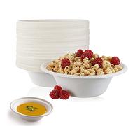 MAX SOLUTIONS 25 Pack 12 oz (350ml) Disposable Bagasse Bowl Extra Strength Eco-Friendly Heavy Duty Serving Dishes Picnics BBQ Parties Biodegradable Compostable Packaging