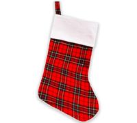 MAX SOLUTIONS Christmas Stocking Tartan Gold Thread Traditionally Designed With White Faux Fur Trim Xmas Present Toy Candy Holders Fireplace Staircase Wall Hanging Stockings Decorations