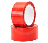 Max Solutions Low Noise 50MM x 66M Coloured Packaging Tape for Parcels and Boxes Heavy Duty Coloured Box Packing Tape Provides a Strong, Secure and Sticky Seal for your Boxes (Red, 12 Tapes)