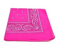 MAX SOLUTIONS Unisex Paisley Bandana Multi-purpose Scarf Cowboy Head Wrap Wristband Neckwear Mens Handkerchiefs 22 x 22 Inch (Pink)